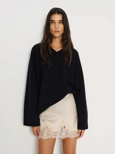 Reformation Carolina Silk Mini Skirt In Black