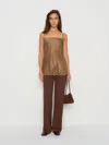 Reformation Carolina Silk Top In Brown