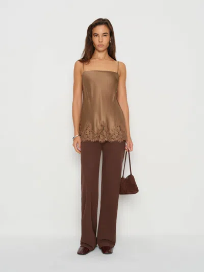 Reformation Carolina Silk Top In Brown