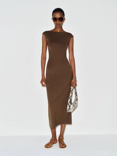 Reformation Caroline Knit Dress Brown Large