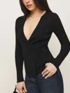 Reformation Caroline Regenerative Merino Wrap Sweater In Black