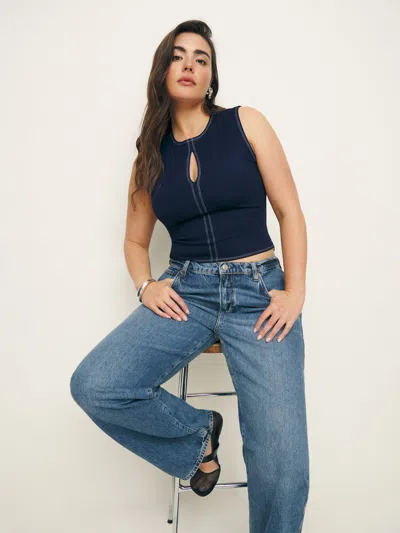 Reformation Carsyn Cut-out Top In Navy