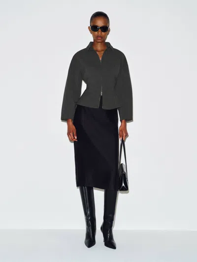 Reformation Carter Jacket Mid Grey Large In Black