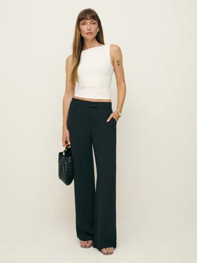 Reformation Carter Mid Rise Pant In Pitch Black