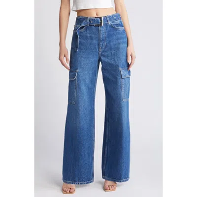 Reformation Cary Belted High Waist Wide Leg Cargo Jeans