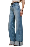 Reformation Cary Cuffed High Waist Slouchy Wide Leg Jeans In Brown