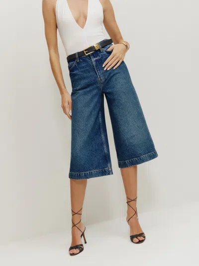 Reformation Cary High Rise Culotte Jeans In Blue