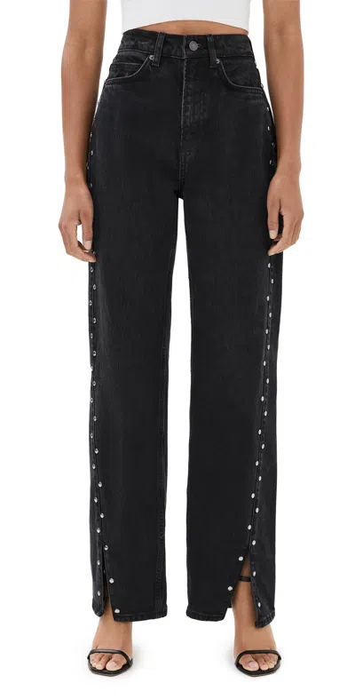 REFORMATION CARY HIGH RISE SLOUCHY STRAIGHT LEG JEANS VANA VENTED STUDDED