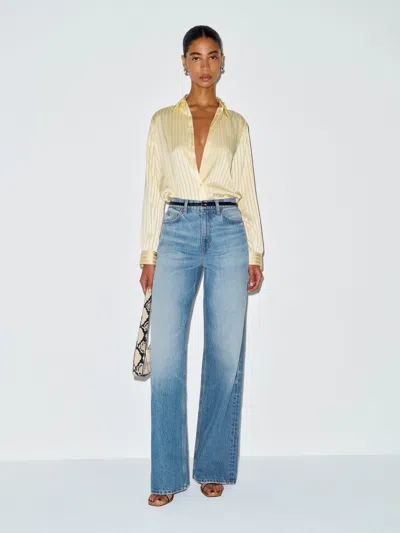 Reformation Cary High Rise Slouchy Wide Leg Jeans Blue Denim 32