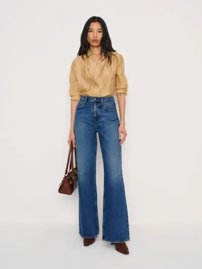 Reformation Cary High Rise Slouchy Wide Leg Jeans Blue Denim 32