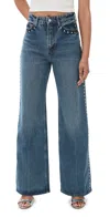 REFORMATION CARY HIGH RISE SLOUCHY WIDE LEG JEANS CHESAPEAKE STUDDED