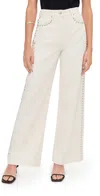 Reformation Cary High Rise Slouchy Wide Leg Jeans Fior Di Latte Studded