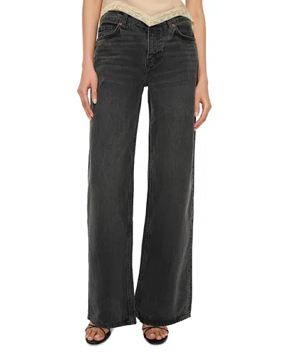 Reformation Cary High Rise Slouchy Wide Leg Jeans In Summit In Black