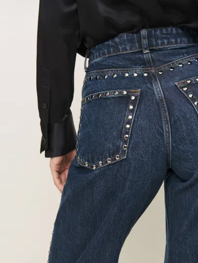 Reformation Cary High Rise Slouchy Wide Leg Jeans In Mille Studded