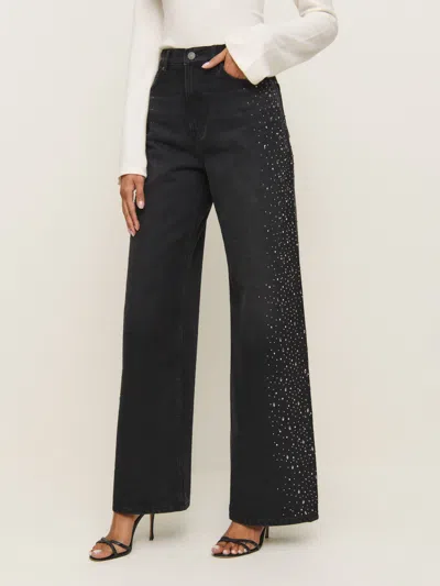 Reformation Cary High Rise Slouchy Wide Leg Jeans In Vana Sparkle