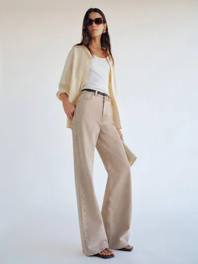 Reformation Cary High Rise Slouchy Wide Leg Short Jeans Natural 23s