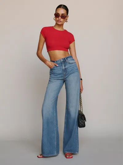 Reformation Cary Lived-in Wide Leg Jeans In Sweetwater