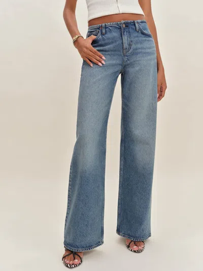 Reformation Cary Low Rise Slouchy Wide Leg Jeans In Blue