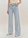 Reformation Cary Low Rise Slouchy Wide Leg Jeans In Bleu