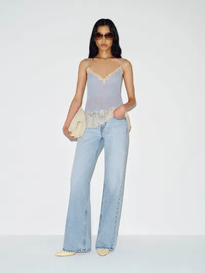Reformation Cary Low Rise Slouchy Wide Leg Jeans Blue Denim 34
