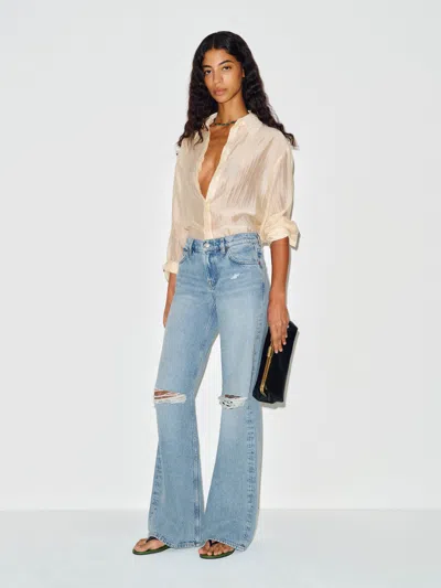 Reformation Cary Low Rise Slouchy Wide Leg Jeans Blue Denim 34
