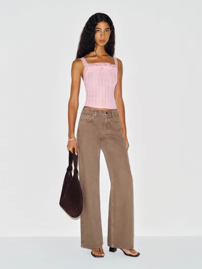 Reformation Cary Low Rise Slouchy Wide Leg Jeans Brown Denim 32