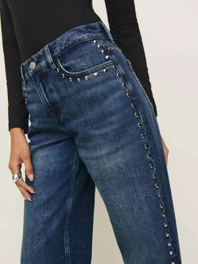 Reformation Cary Low Rise Slouchy Wide Leg Jeans In Donner Studded
