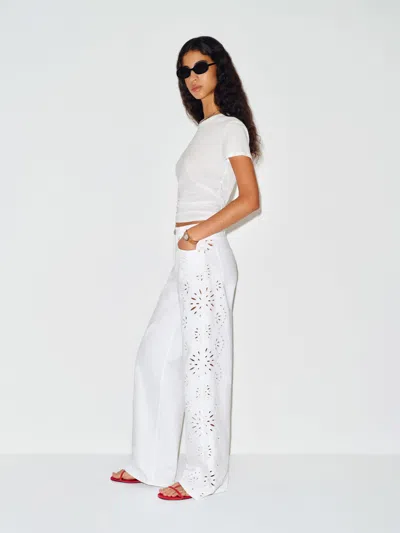 Reformation Cary Low Rise Slouchy Wide Leg Jeans Ivory Denim 31 In White