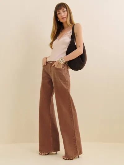 Reformation Cary Low Rise Slouchy Wide Leg Jeans In Sun Faded Mink