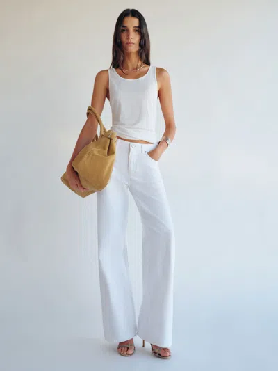 Reformation Cary Low Rise Slouchy Wide Leg Long Jeans Ivory 34l In White