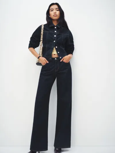 Reformation Cary Low Rise Slouchy Wide Leg Short Jeans In Blue