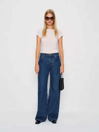 Reformation Cary Low Rise Slouchy Wide Leg Short Jeans In Blue