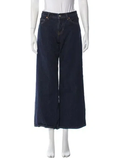 Pre-owned Reformation Cary Short Wide Leg Jeans In Blue