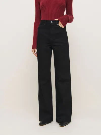 Reformation Cary Stretch High Rise Slouchy Wide Leg Jeans In Black
