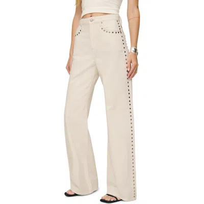 Reformation Cary Studded High Waist Slouchy Wide Leg Jeans In White