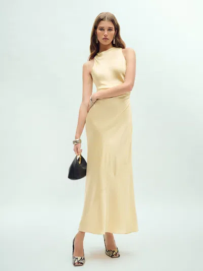 Reformation Casette Silk Dress In Blonde