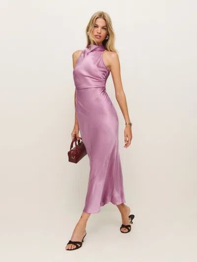 Reformation Casette Silk Dress In Sugar Plum | ModeSens