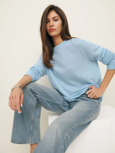 Reformation Cashmere Boyfriend Sweater In Blue