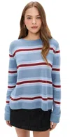 Reformation Cashmere Boyfriend Sweater Bluebell Multi Stripe In Multi
