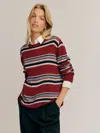 Reformation Cashmere Boyfriend Sweater In Crimson Multi Stripe