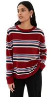Reformation Cashmere Boyfriend Sweater In Crimson Multi Stripe