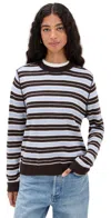 Reformation Cashmere Boyfriend Sweater Ice Water Multi Stripe In Black