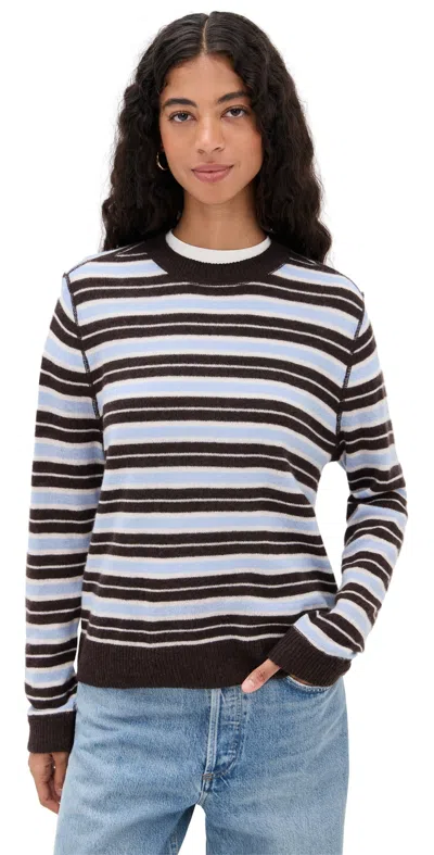 Reformation Cashmere Boyfriend Sweater Ice Water Multi Stripe In Black