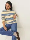 Reformation Cashmere Boyfriend Sweater In Parmesan Multi Stripe