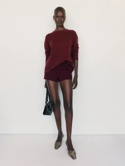 Reformation Cashmere Boyfriend Sweater Red Large In Brown