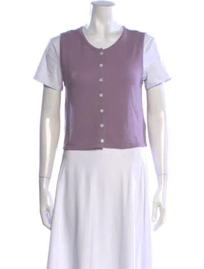 Pre-owned Reformation Cashmere Crew Neck Button-up Top In Purple