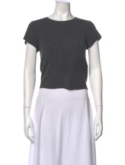 Pre-owned Reformation Cashmere Crew Neck Crop Top In Black