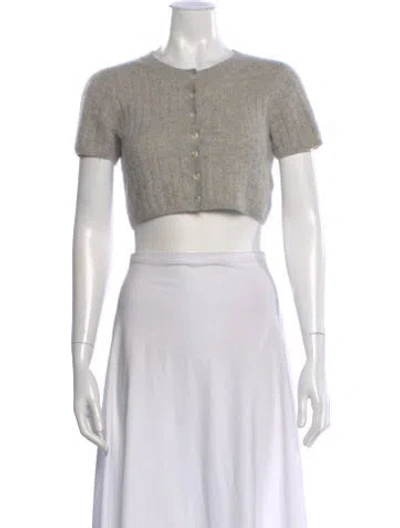 Pre-owned Reformation Cashmere Crew Neck Crop Top In Gray