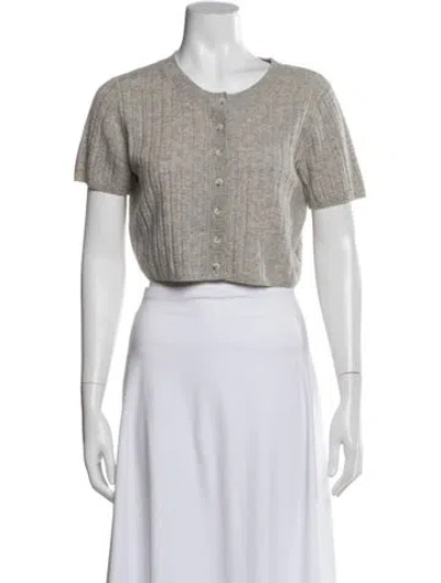 Pre-owned Reformation Cashmere Crew Neck Crop Top In Gray