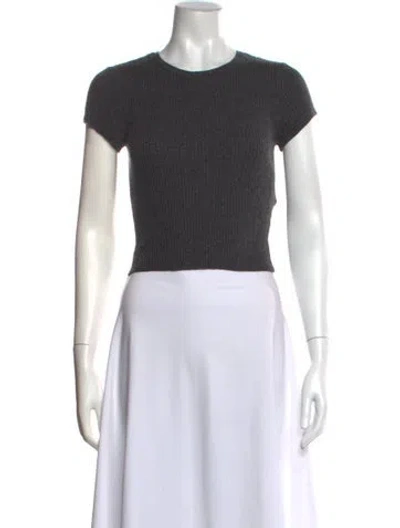 Pre-owned Reformation Cashmere Crew Neck Crop Top In Gray